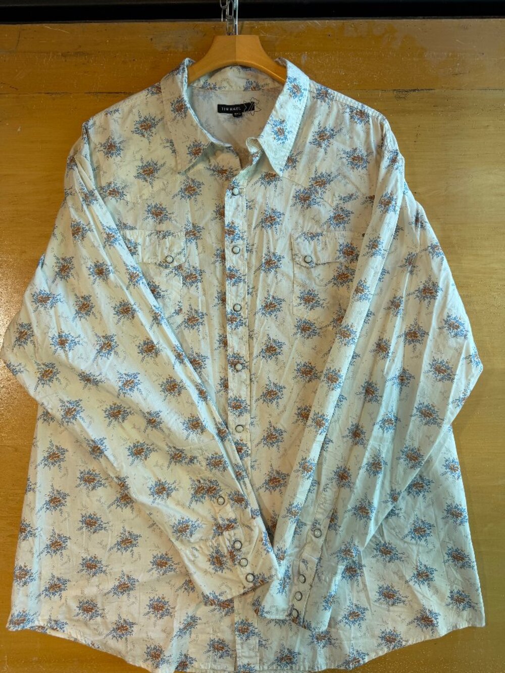 Tin Haul Long Floral Sleeve Shirt with Pearl Snap Buttons 3XL